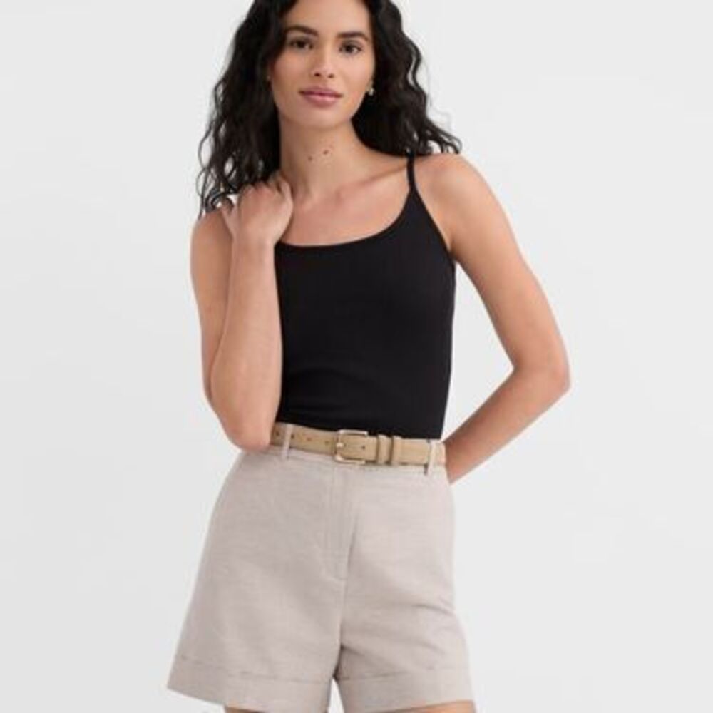 Dotted Pointelle Ruffle Ribbed Tank Top